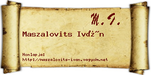 Maszalovits Iván névjegykártya